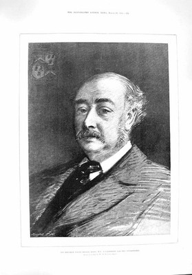 Alter antiker Druck 1895 Mathew White Ridley Kandidat Sprecher Portrait 19.
