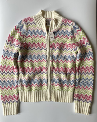 Talbots Kids Girls Size 12 Full Zip - Chevron Zigzag - Cotton Cardigan Sweater