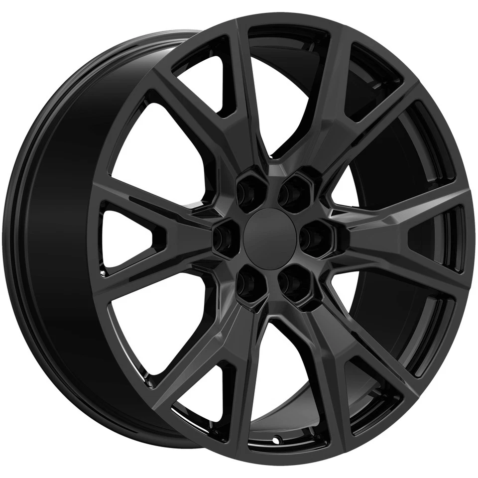 (Set of 4) OE Performance 199B 22x9 6x5.5" +28mm Gloss Black Wheels Rims Foto 2 de 4