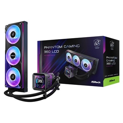 Asrock Phantom Gaming 360 Lcd Aio Liquid Cpu Cooler 360Mm Radiator Triple 120Mm