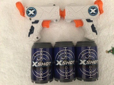 Zuru X Shot 2x Micro - 2 Guns, 8 Soft Bullets, & 3 Target Cans - New/Sealed