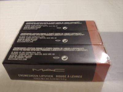 3 X MAC CREMESHEEN LIPSTICK * CREME D'NUDE 204 * NIB 0.1OZ 3G