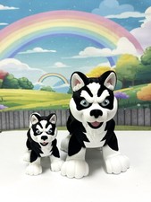 2pc Husky Dogs 3D Printed Articulated Dog Animal Toy Figure Realistic Look Puppy