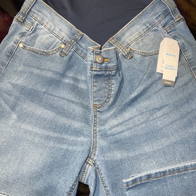 Time & Tru Women's Maternity Med Wash Straight Leg Jeans Size L (12-14)
