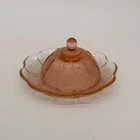 Jeanette Pink Depression Glass "Cherry Blossom" Butter Dish 6" Diameter