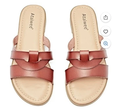 Ataiwee Women's Flat Slide Sandals Size 7 Wide Fit Comfort