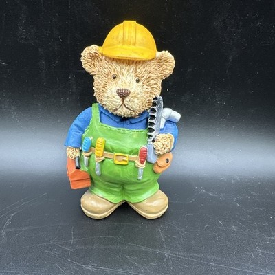 Figurine Multi Color Working Bear With Tools 5'' Tall 3'' Wide.