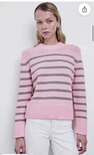 Rails Alise Sweater Pink Heather Stripe Women Size Medium NEW!