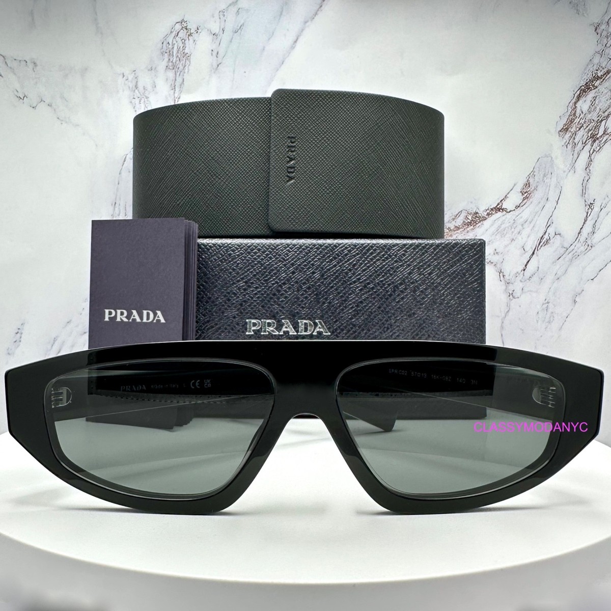 PRADA Sunglasses Black PR C02S 16K08Z 57mm Authentic Prada w/ Box