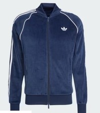 Adidas Velour SST Tracksuit Jacket Night Indigo Blue / white JW5863 Men's Large