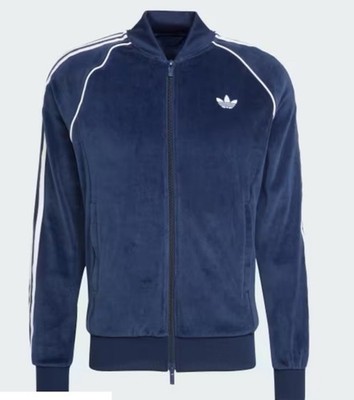Adidas Velour SST Tracksuit Jacket Night Indigo Blue / white JW5863 Men's M