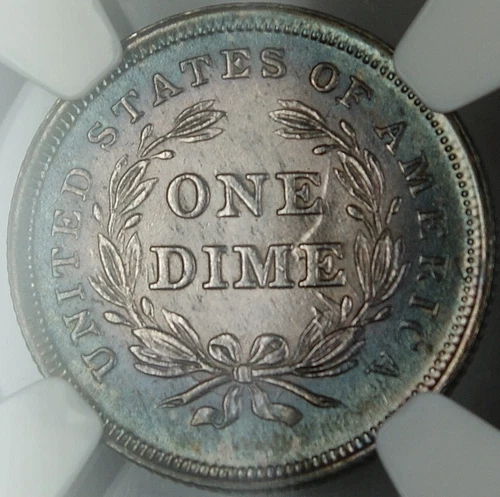1837 Seated Liberty Dime Small Date NGC UNC Details Toned Very Choice BU Coin