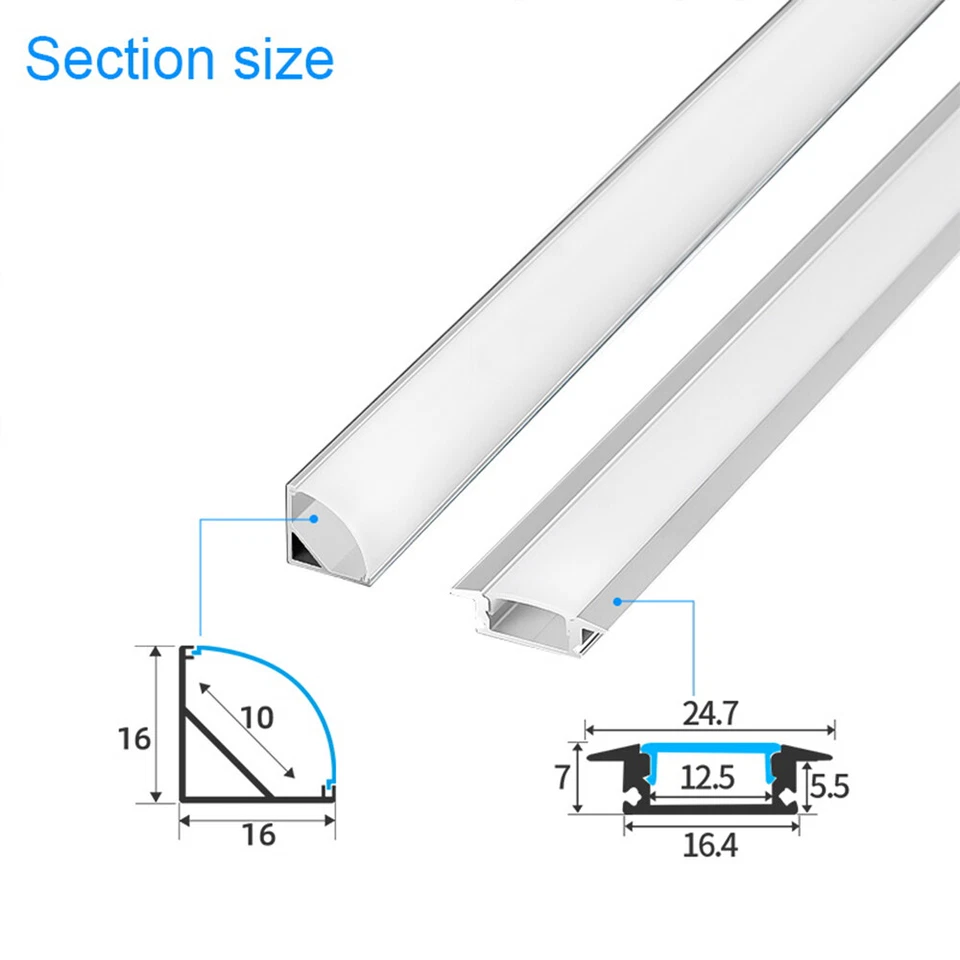 10m LED Profil Aluprofil Alu Schiene Leiste Profile für LED-Streifen Eloxiert - Bild 4 von 4