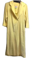 Vintage Evelyn Pearson Women  s S Yellow Bath Robe With Belt Pockets Plush USA