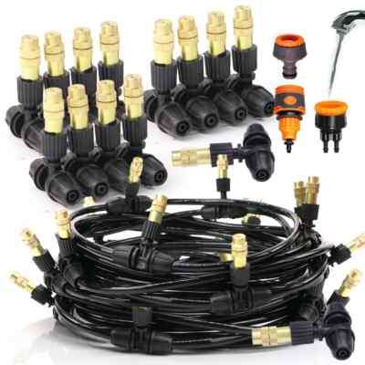 1/4'' Hose Brass Nozzle Atomize Spray System Lawn Misting Cooling Irrigation Kit