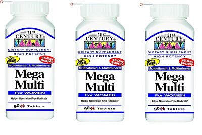 21st Century Mega Multi for Women Tablets 90 Count X 3 Packs