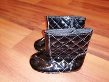 LITTLE ME Infant Boys Girls 100 Cotton Boots Hook  Loop Black Shoes Size 3