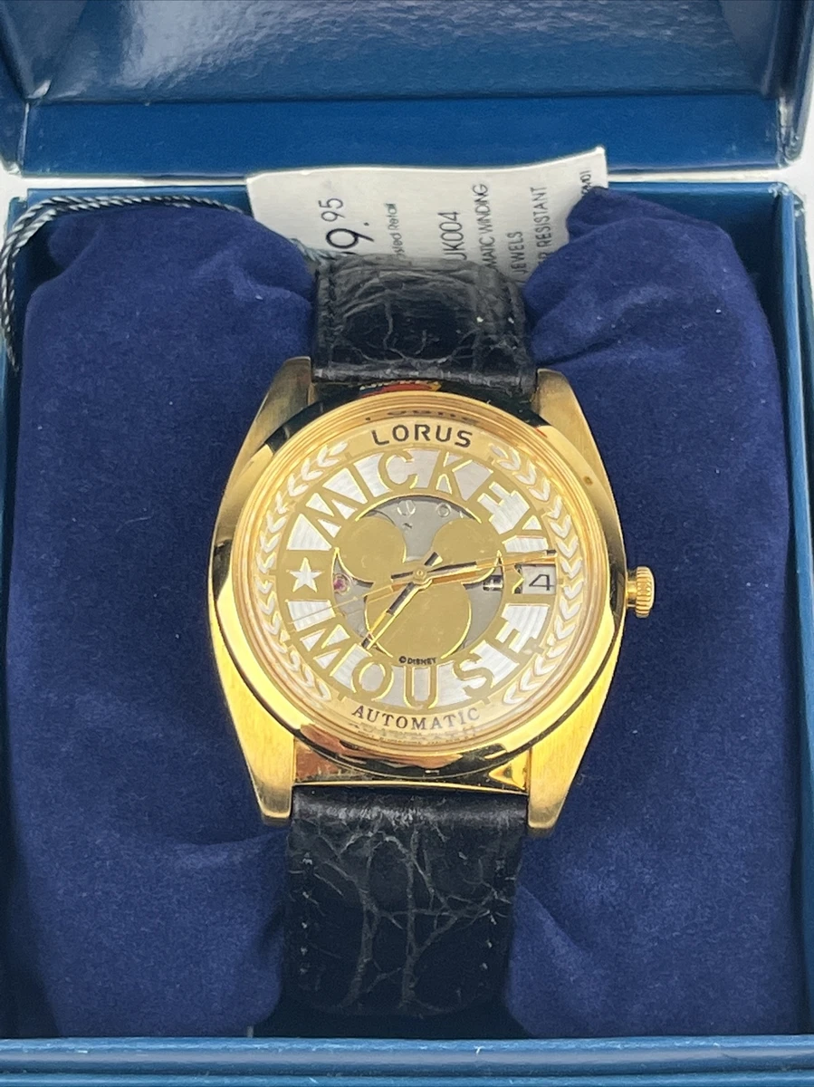 NEW OLD STOCK Disney Lorus Men's Mickey Mouse Automatic Skeleton Date Watch HTF