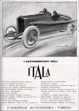 PUBBL. 1922 AUTO ITALA TORINO CORSA VELOCITA' RAPPRESENTANTI GARAGE BISCARETTI
