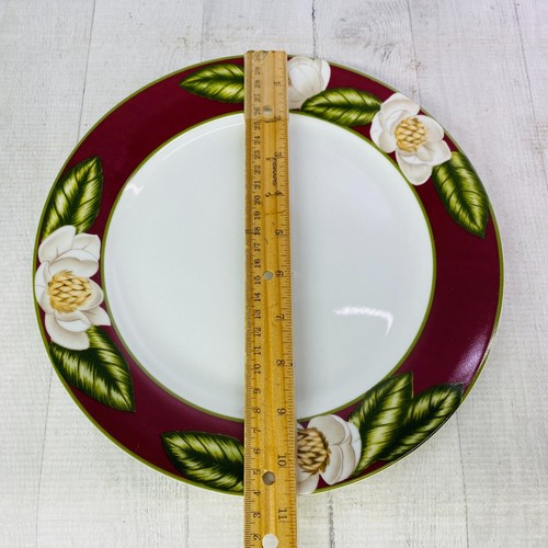 American Atelier MAGNOLIA BLOSSOM 5049 White Floral Porcelain Dinner Plate Set 4 - Picture 11 of 19