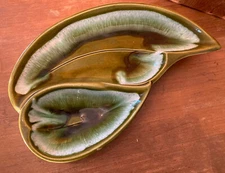 Vintage Santa Anita Ware Avocado Green Platter R-17  MCM 1960s EUC EVC