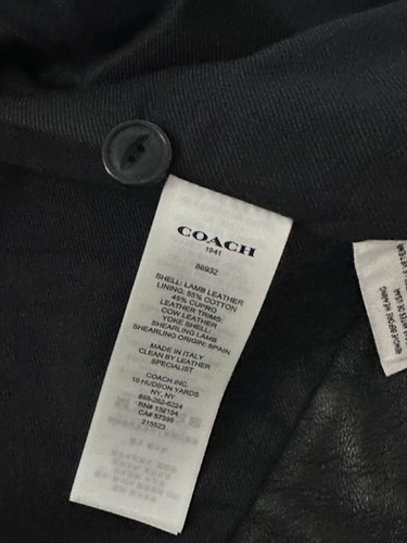 Coach Embellished Cap Sleeve Black Leather Vest Size 2 - Picture 5 of 12
