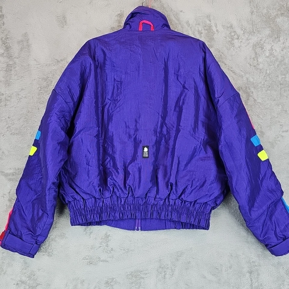 Chaqueta retro vintage de plumón de ganso Ranger de diseño alpino para hombre talla L púrpura y neón Foto 2 de 4