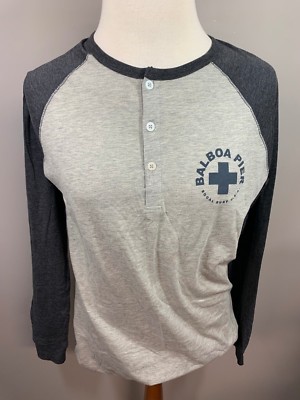 Balboa Pier SoCal Surf USA Raglan Gray Graphic Souvenir T Shirt Large L