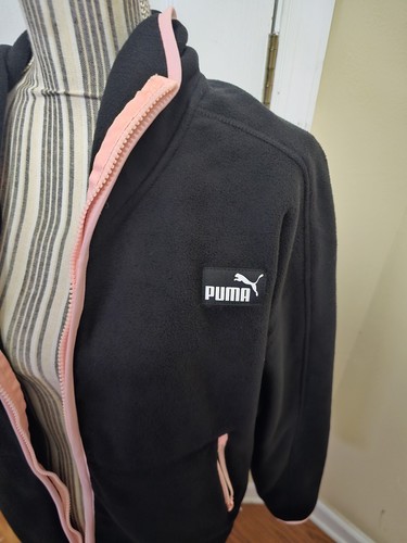 New Women's Puma Polar Fleece Colorblocked Jacket Black/Pink Sz Small Retail $80 - Picture 2 of 6