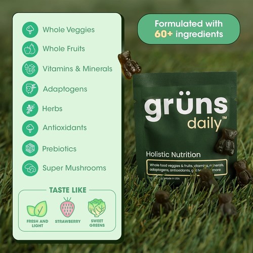 Gruns Daily Gummies, Super Greens Gummies - Organic Spirulina and Chlorella - Bild 3 von 6
