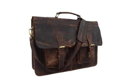 Borsa a tracolla 17 in pelle di bufalo valigetta messenger ufficio laptop - Foto 4 di 9