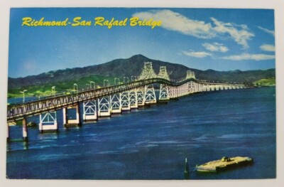 Vintage San Rafael Bridge Postcard, San Francisco, California Circa 1950's