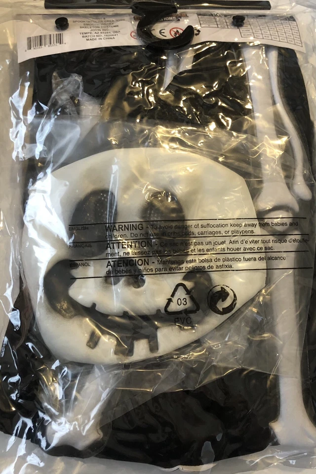 Disfraz de esqueleto con máscara de miedo talla pequeña para jóvenes niñas o niños S1D24 Foto 2 de 3