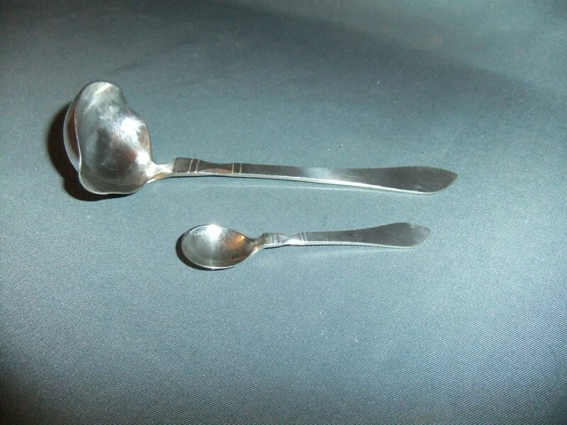Matching Silver Sauce Ladle and Mustard Spoon Hallmarked London 1928 & 26 Unusua