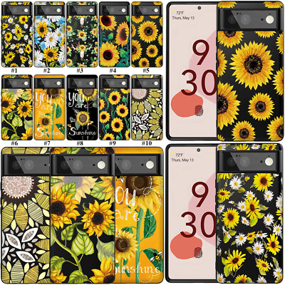 Soft Rubber Phone Case For Google Pixel 8A 9 Pro 7 6A 5 4A Sunflower Print Cover