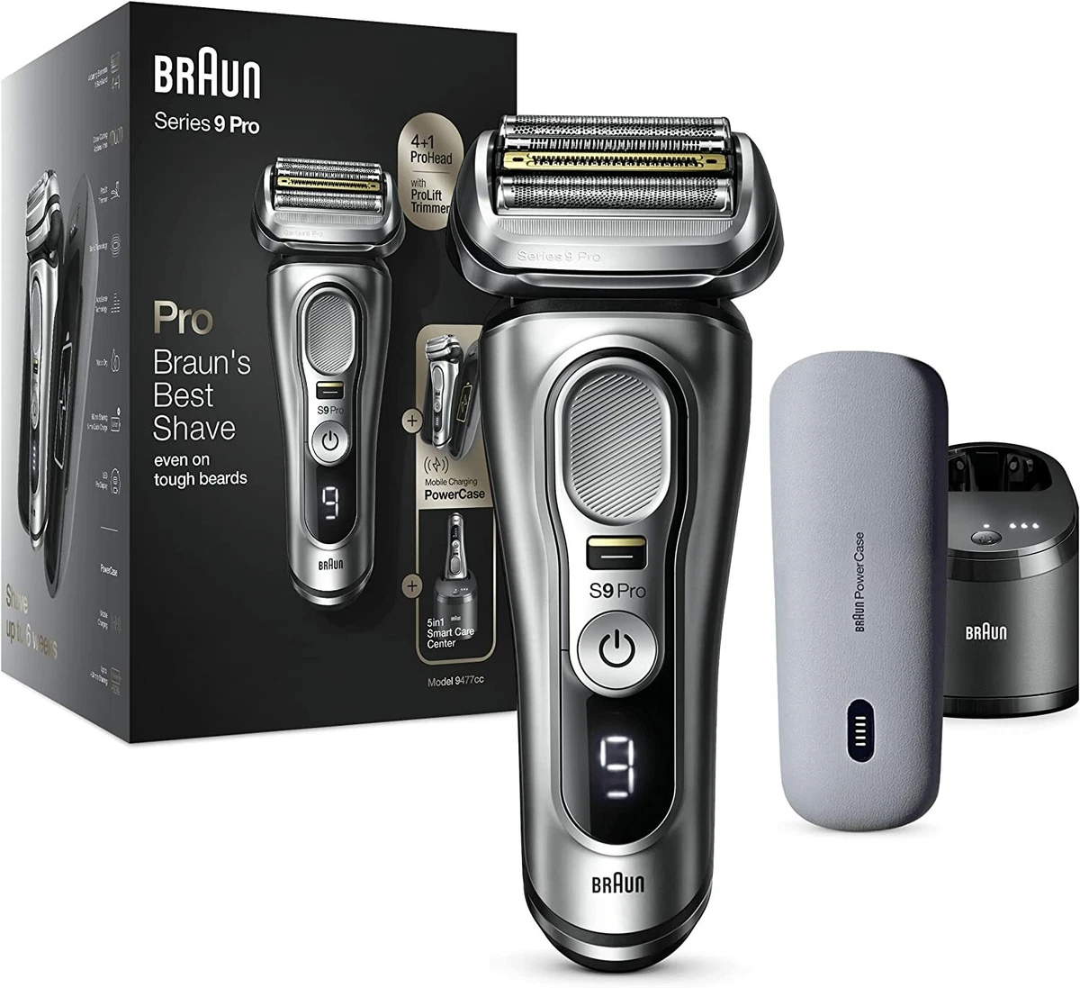 Braun Series 9 Pro Plus 9477cc Electric Shaver with Power Case Silver