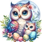 Colourful Floral Owl Egg Moon Wall Art Bedroom Nursery Decor Vinyl Sticker Decal