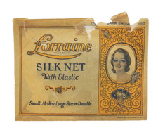 VTG Hair Net Lorraine Silk w/ Elastic Small Mesh Large Size Wax Paper Pkg Unused