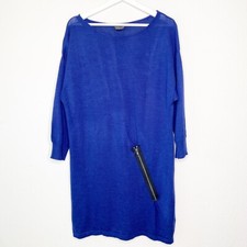 Topshop Blue Diagonal Zipper Detail Wool Blend Sweater Dress 12