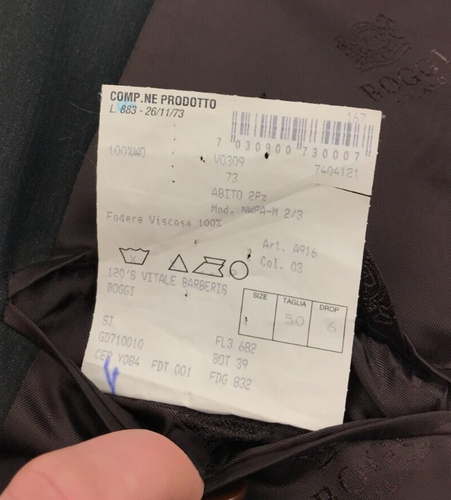 Giacca Tuta Uomo Nero e Marrone Scuro Boggi Milano 52R 42R Lana 120's Blazer A - Foto 12 di 12
