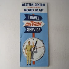 Chevron Travel Service Road Map Western-Central United States 1965 - Vintage
