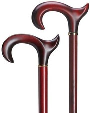 Men's German Anatomical Right Hand Derby Handle Burgundy Wood Tall Walking Cane