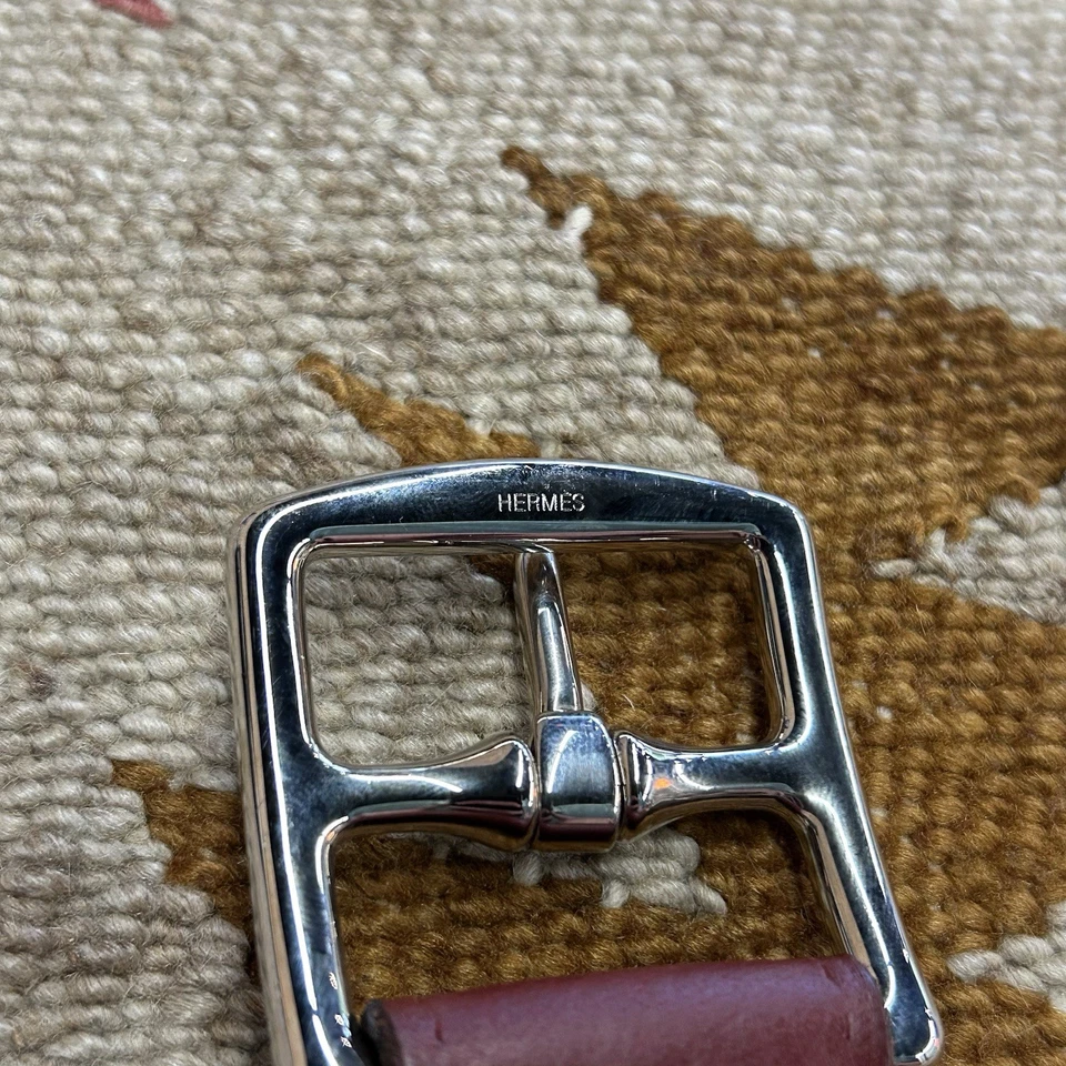 Cinturón Hermès Etriviere 32 Talla 33 - Rojo Borgoña Foto 3 de 4