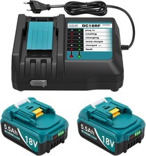 Makita 18V Akku Ladegerät Set 2x Ersatzakku 5500mAh Li-Ion BL1830 BL1850