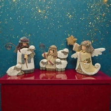 Kurt S. Adler Nativity Angel & Shepherd Sheep Vintage 3‑Piece Christmas Figures