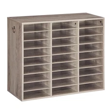 Literature Organizer, 27 Compartments Wooden Mail Organizer, Countertop Liter...