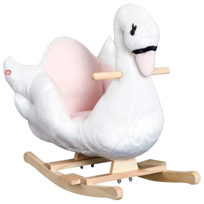 Qaba Plush Kids Ride On Toy Rocking Horse Swan Style Animal Rocker Seat Gift