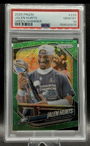 Jalen Hurts [Green Shimmer] #228 2025 Panini Prizm card