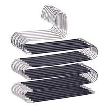Hangers Space Save Non-Slip 6 Pack S-Shape Clothes Stainless Steel Closet