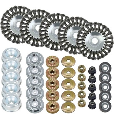 5x Unkrautbürste Stahldraht 15cm mit Befestigungs-Set für Echo SRM330, SRM250